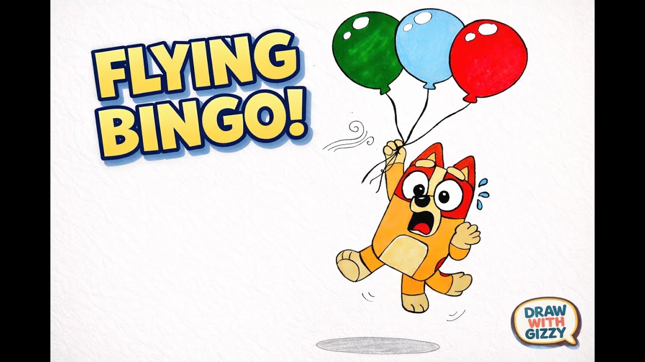 Flying Bingo! 🎈🐶 | Funny & Easy Drawing Step by Step l Kolay Bingo Çizimi