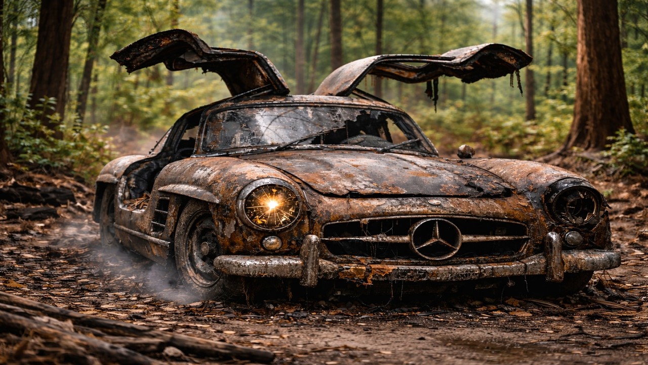 ASMR Full Rebuild of a Burned 1955 Mercedes 300SL Gullwing | Abandoned to Showroom New