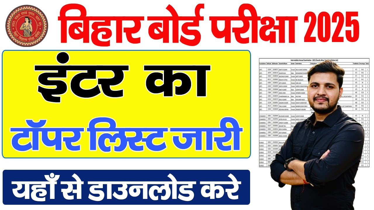 Bihar Board 12th Topper List 2025 How to download- Bihar Board Inter Topper List has been release...