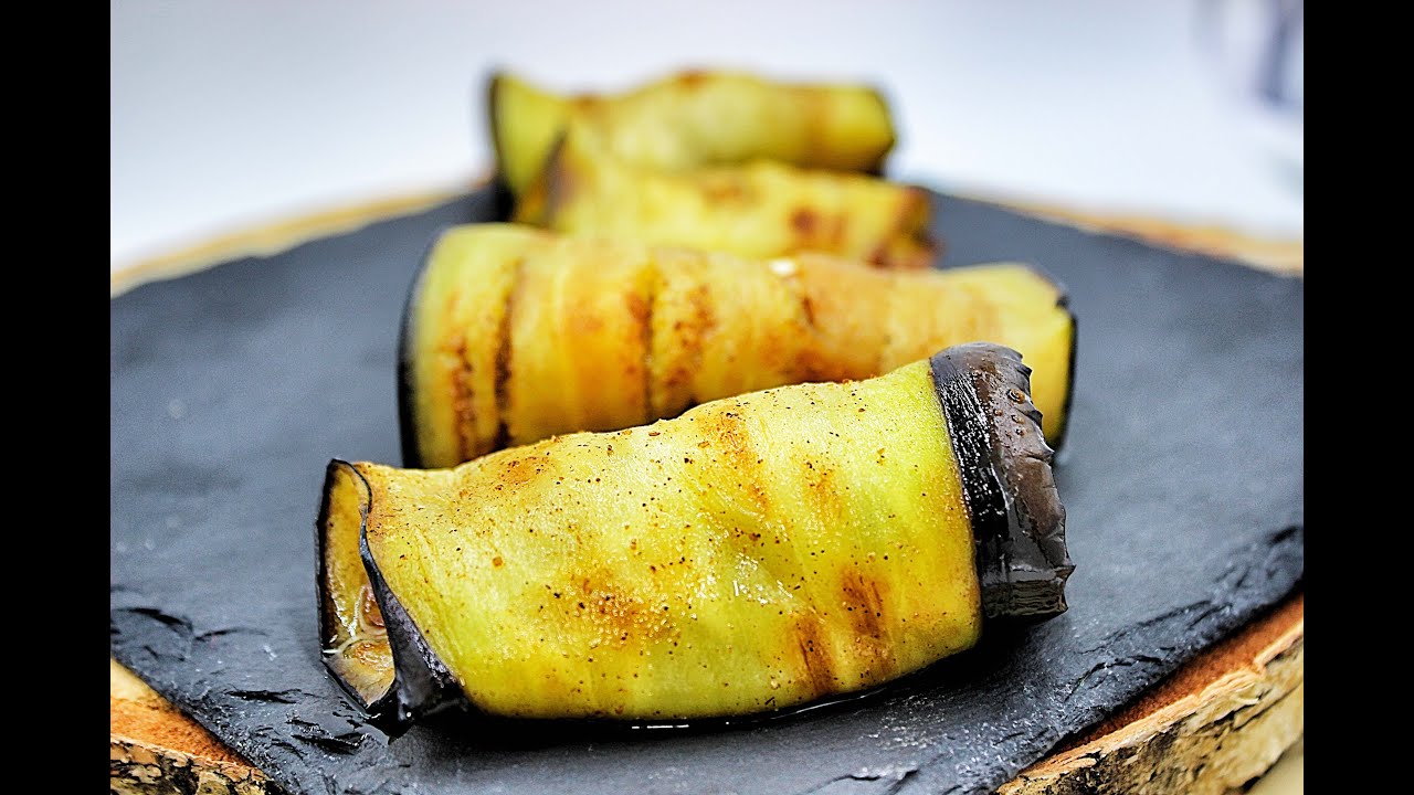 APERITIVOS, ENTRANTES PARA FIESTA O NAVIDAD, Rollitos de berenjenas con panceta iberica y queso
