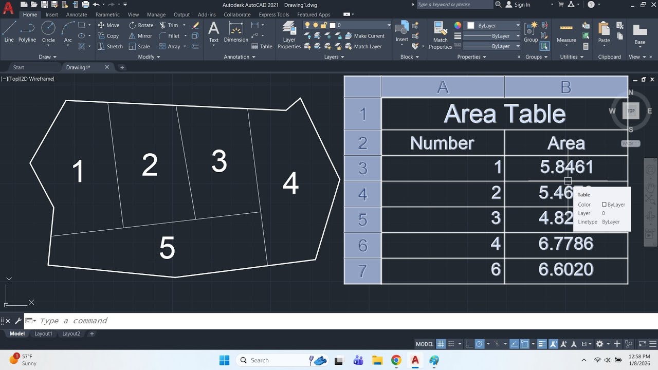 Get Area table in few seconds in AutoCAD