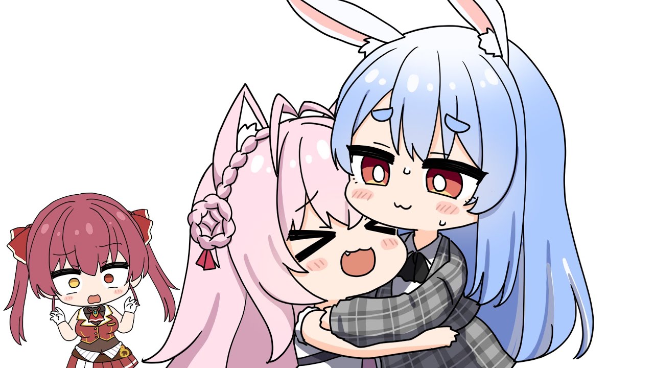 Senchou trying to piggyback on Koyori’s Hug Day【Hololive AnimatedClip/Eng sub】【Marine/Pekora/Koyori】