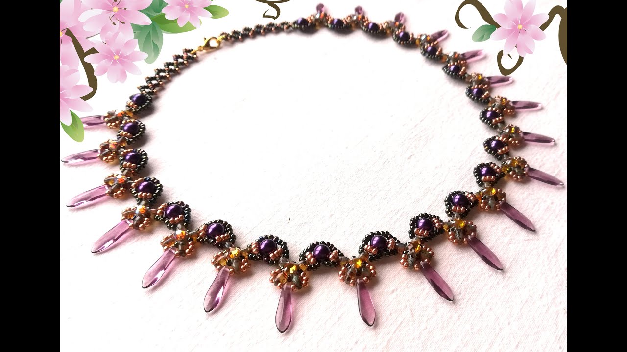 Sintra necklace with super duos, strass and daggers - Beading Tutorial