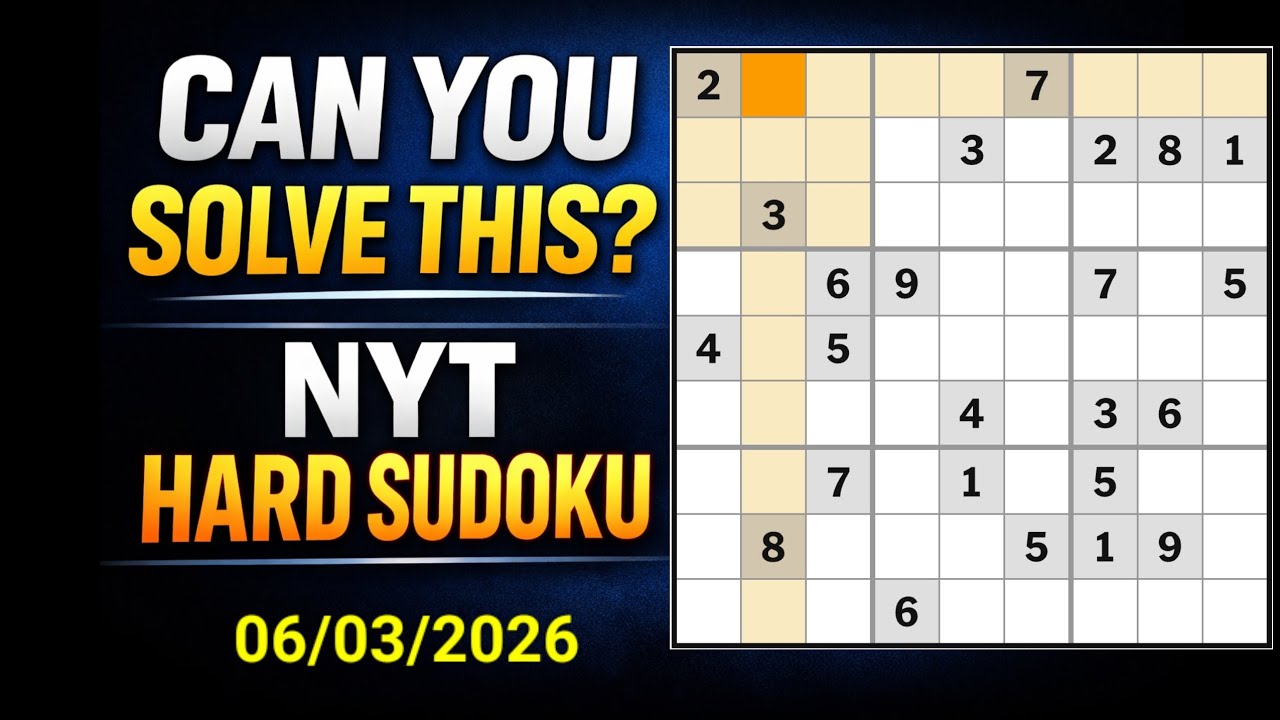 Today 6th March New York USA Singapore UK Canada times hard Sudoku puzzle solution well explain