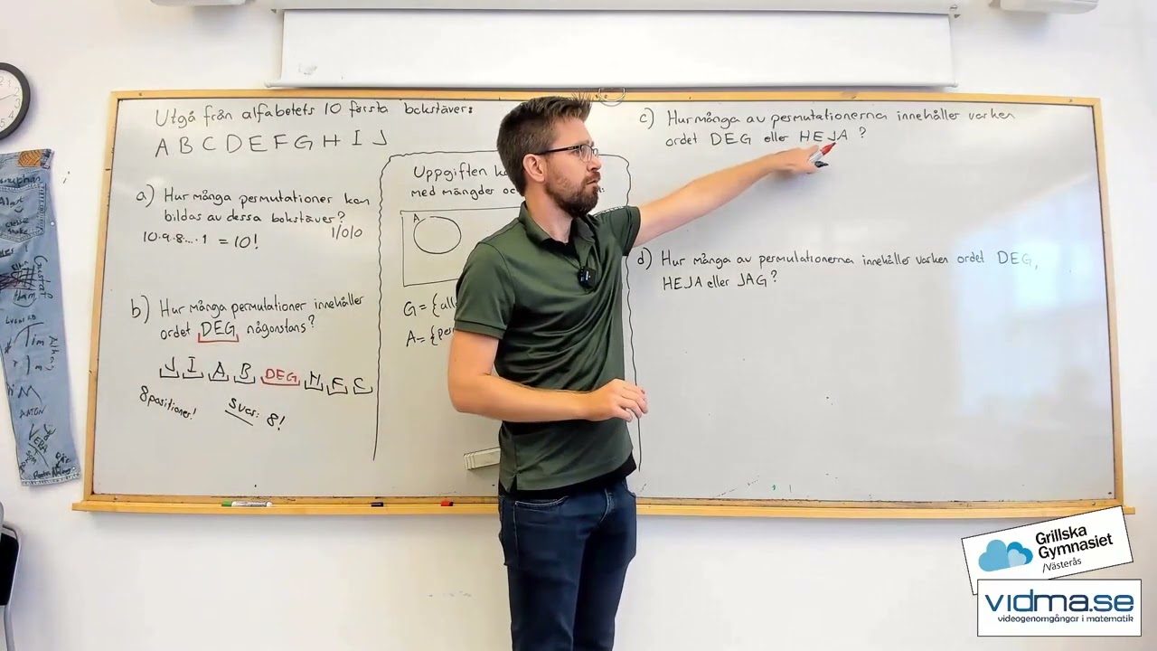 Matematik 5. A-uppgift i kombinatorik (och mängder om man vill)