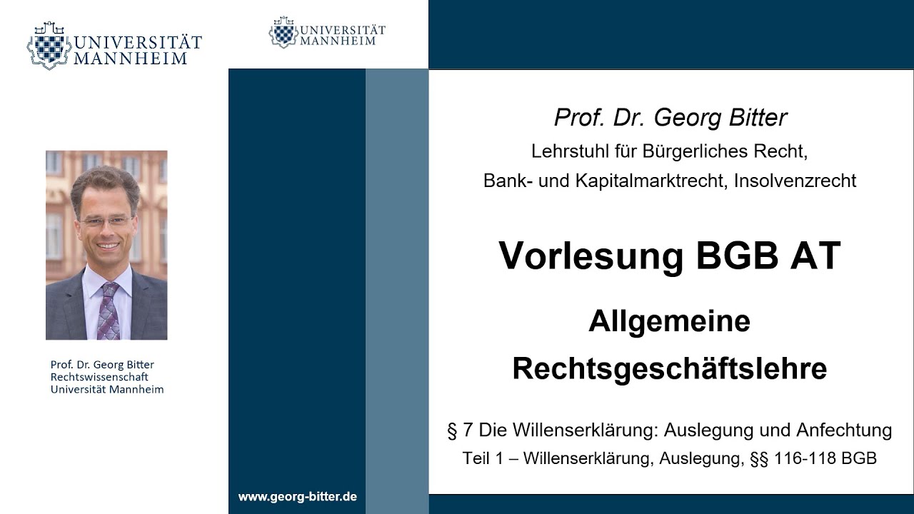 BGB AT – Video Nr. 9 (Die Willenserklärung – Grundlagen)