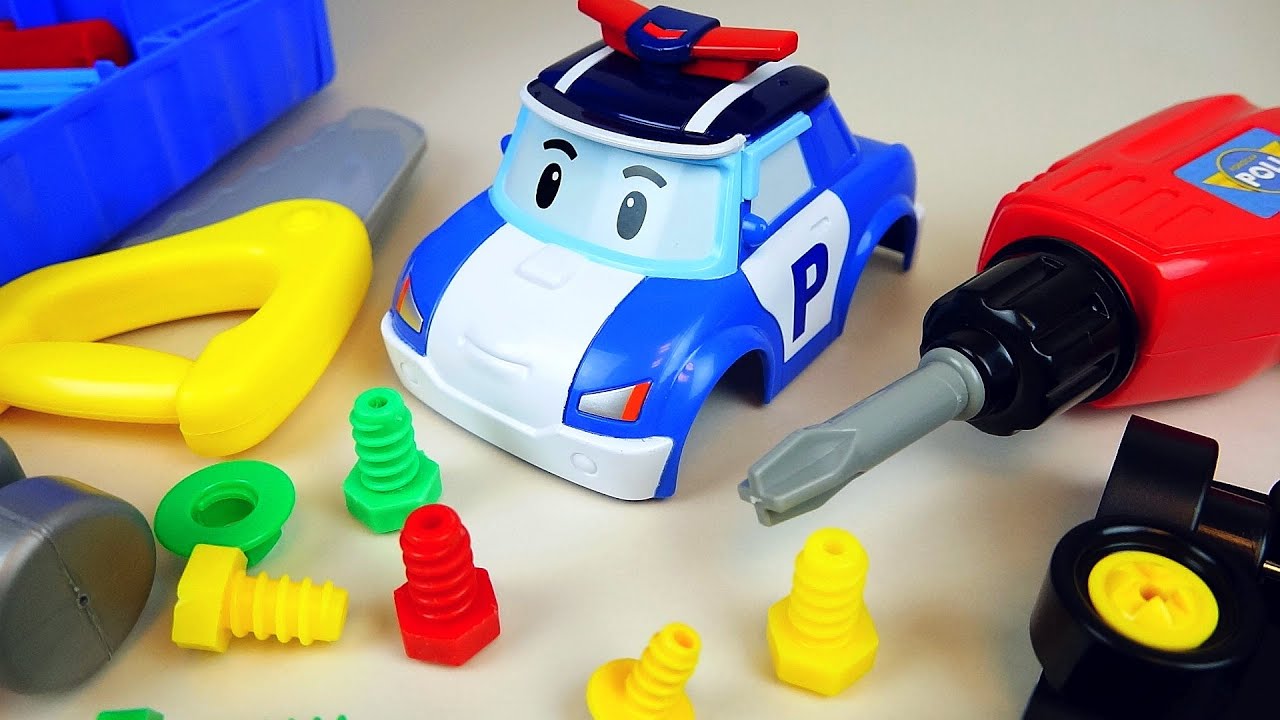 Robocar Poli tools car toys - Fix Tayo bus & Poli car 로보카폴리 전동공구놀이