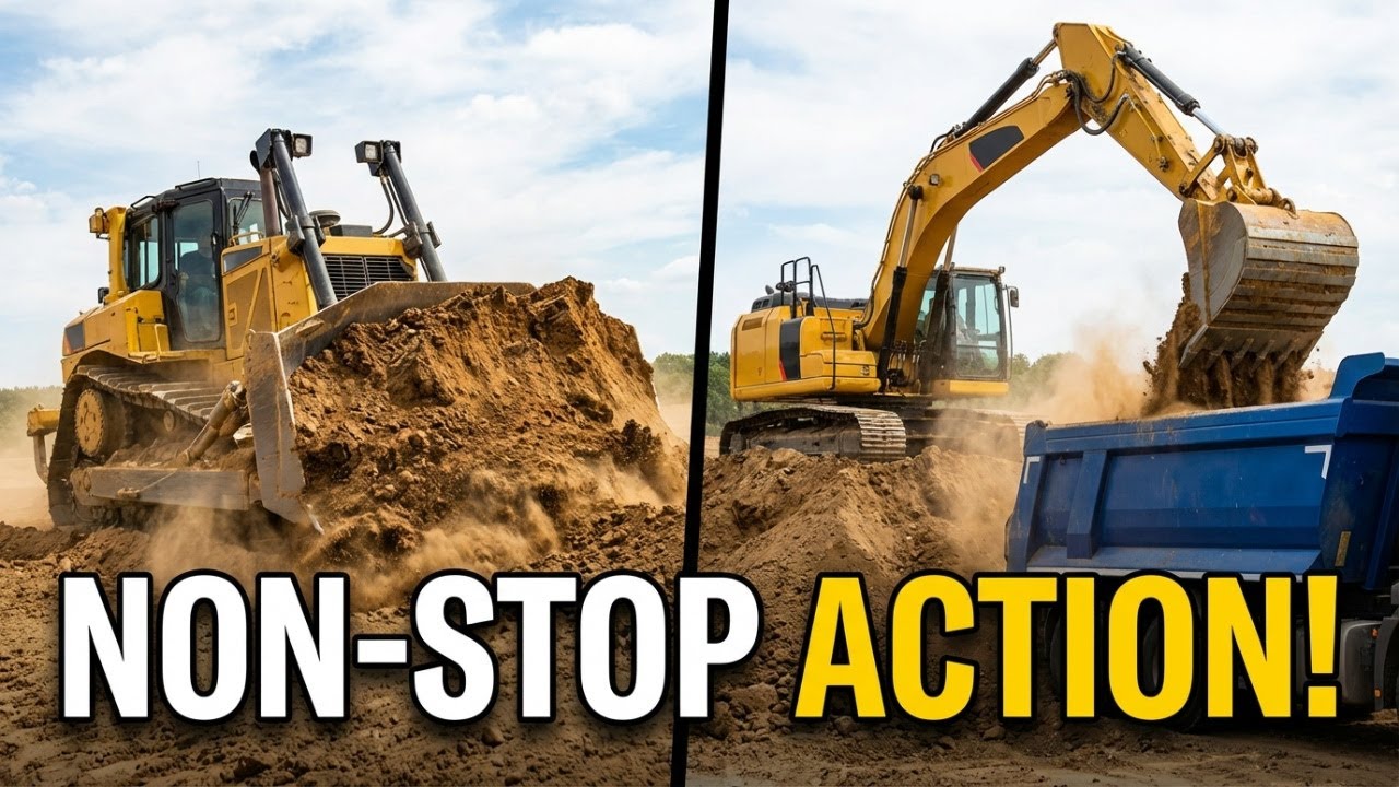 Bulldozer, Dump Truck & Excavator Working Together | Real Construction Work in the Field