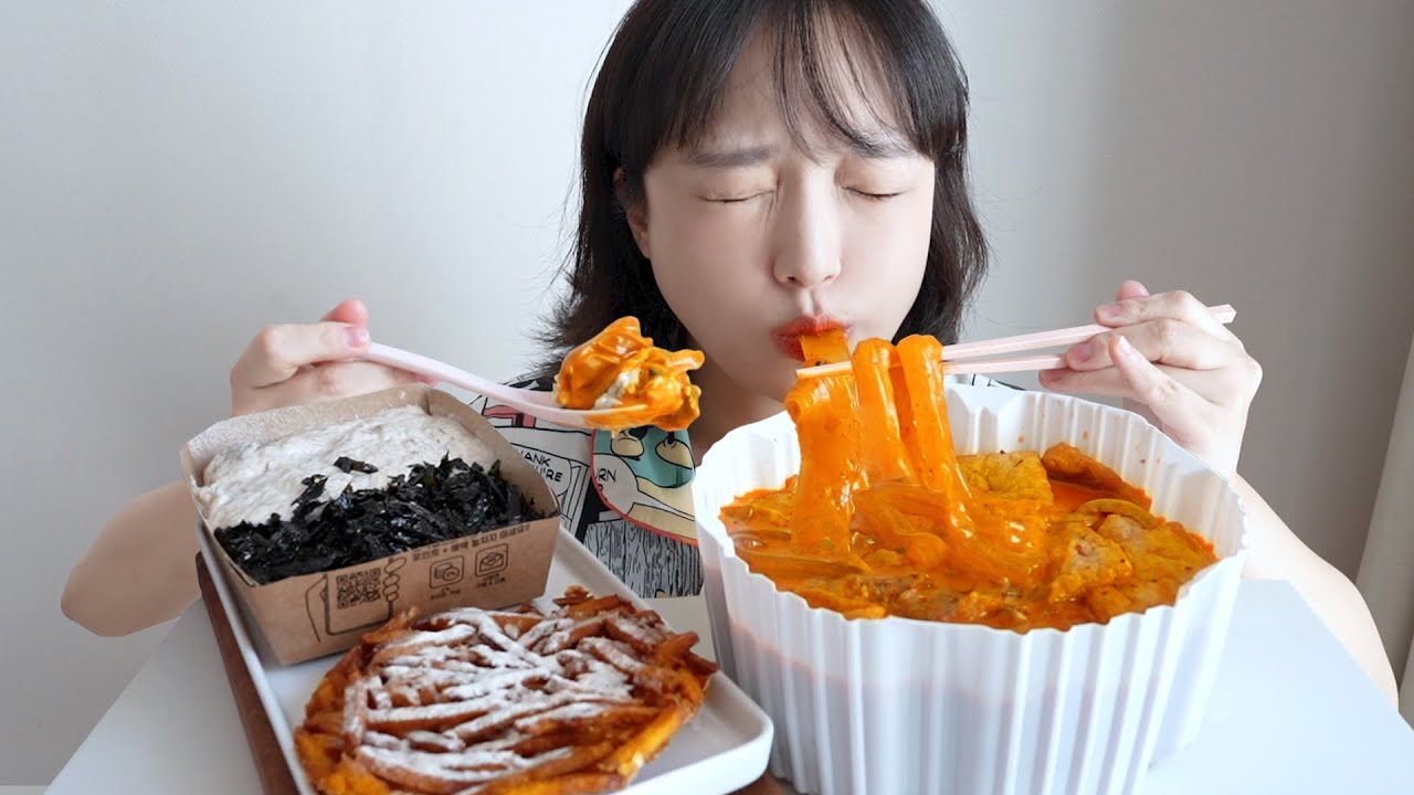 엽떡 마라로제떡볶이 먹방🧡분모자 추가 필수 (ft.감자채튀김,참치마요밥) REALSOUND MUKBANG | Tteokbokki :D