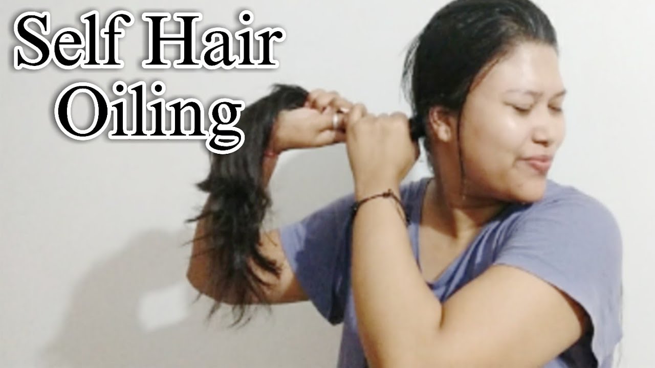 Self Hair Oiling, Head Massage, Neck Massage, Detangling, Hairstyle 💆 
