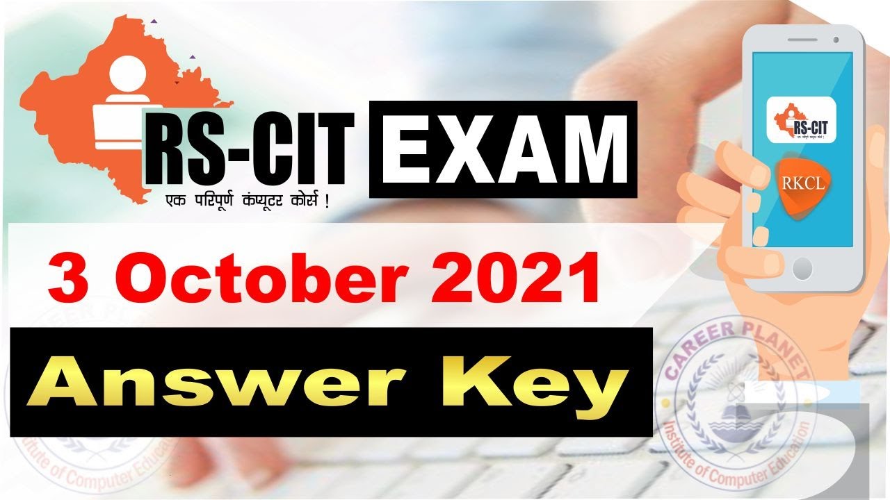 RSCIT Answer Key 3 October 2021 | RKCL RSCIT Exam