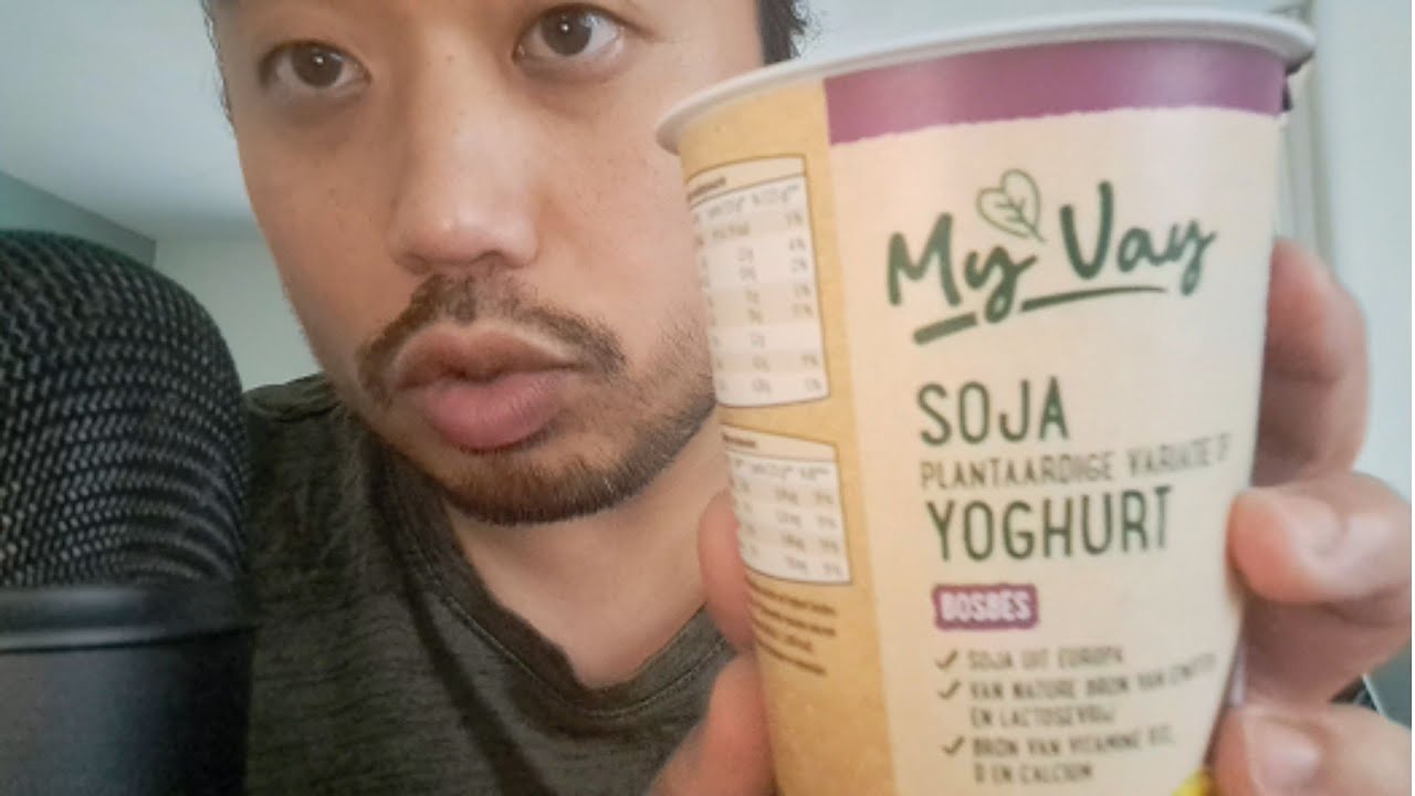 ASMR EATING SOUNDS - MY VAY BLUEBERRY SOY YOGHURT  🫐🍶
