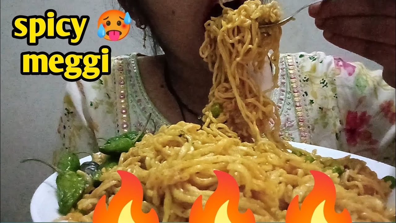 Eating 🥵 unlimited  spicy meggi and chilli, mukbang video , big bite 😋