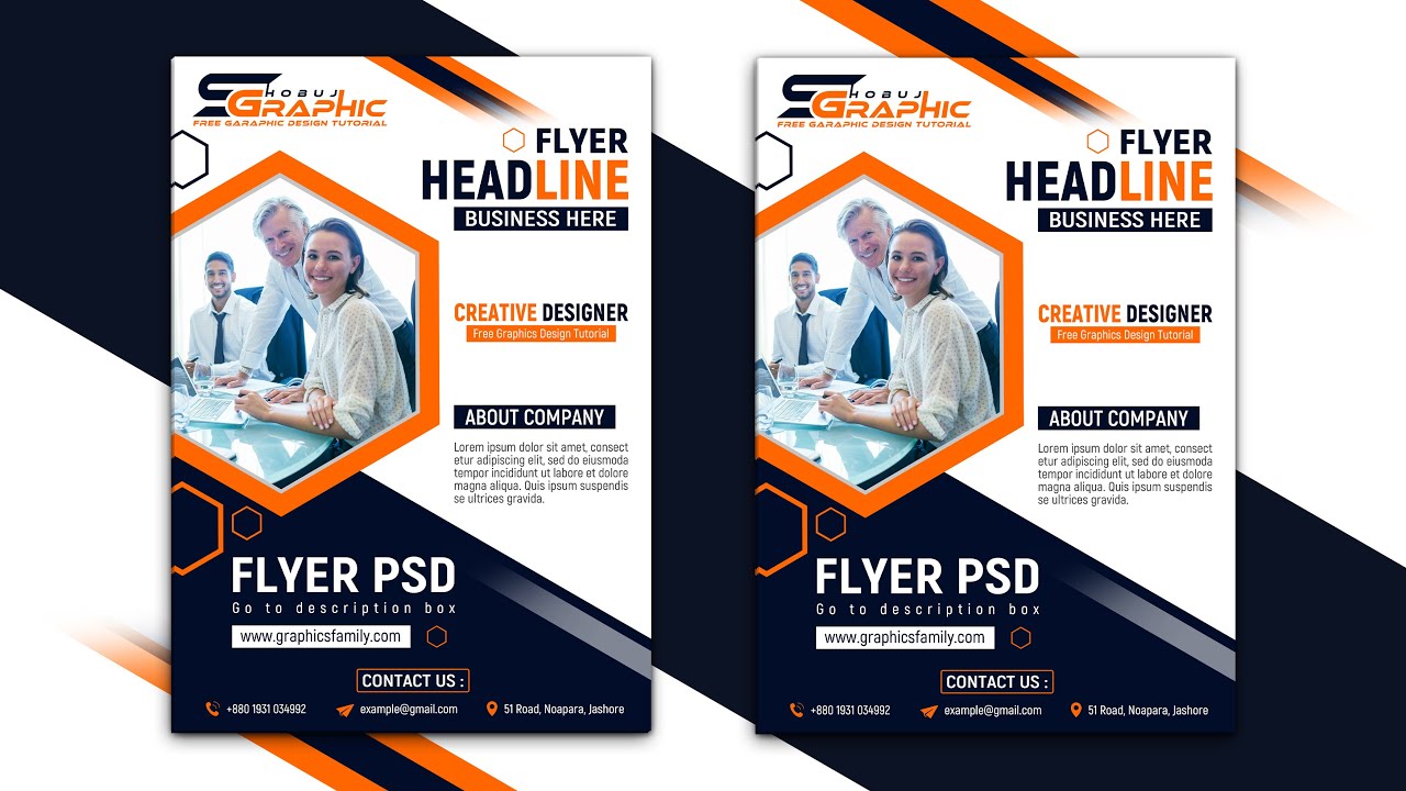 Business A4 Flyer Design - Photoshop CC Tutorial