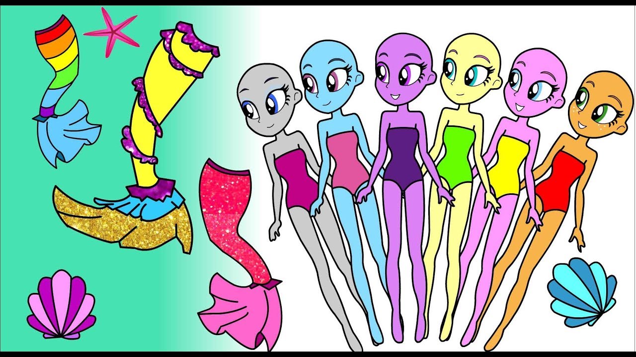 My little pony Equestria girls Paper Dolls How to make Glitter mermaid  tail dresses