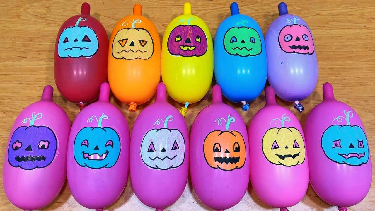 Slime balloon characters: funny green mix with glitter ASMR relax #40