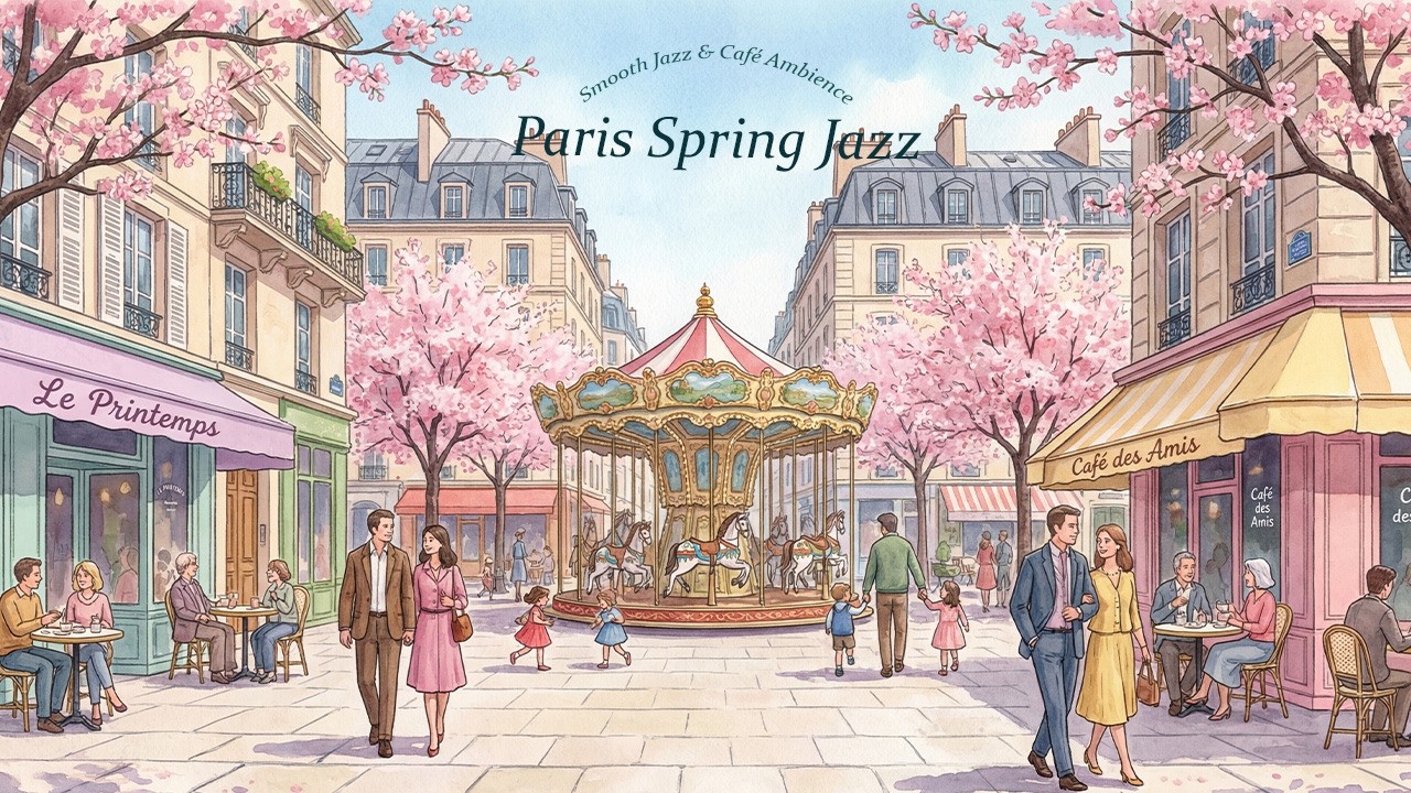 Paris Spring Jazz 🌸 Elegant Café Atmosphere | Study & Calm