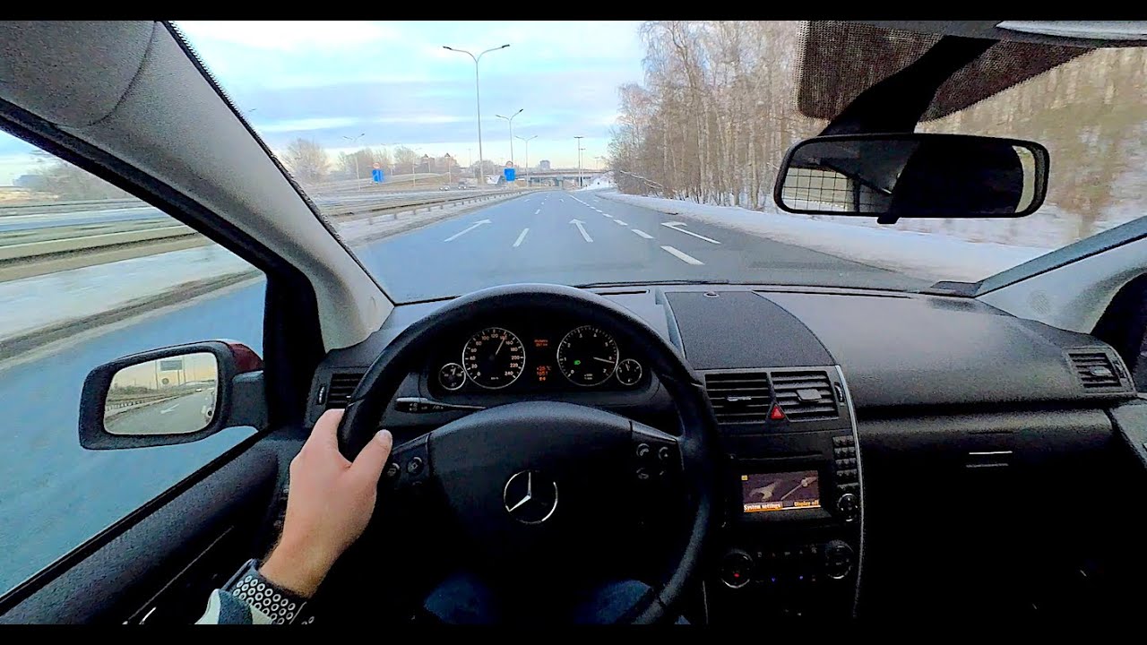 2010 Mercedes-Benz  A160 W169 1.5 95 HP - Snow winter POV Test Drive, sound, and acceleration