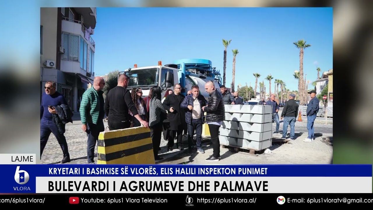 Bulevardi i agrumeve dhe palmave. Kryetari i bashkisë së Vlorës, Elis Halili inspekton punimet