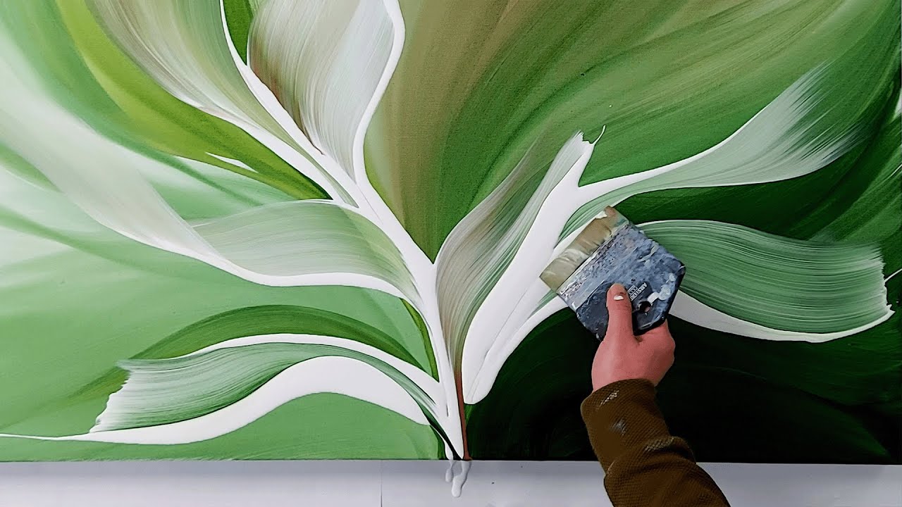 FAV💚! Big Botanical Acrylic Painting ~ Flowing Vision