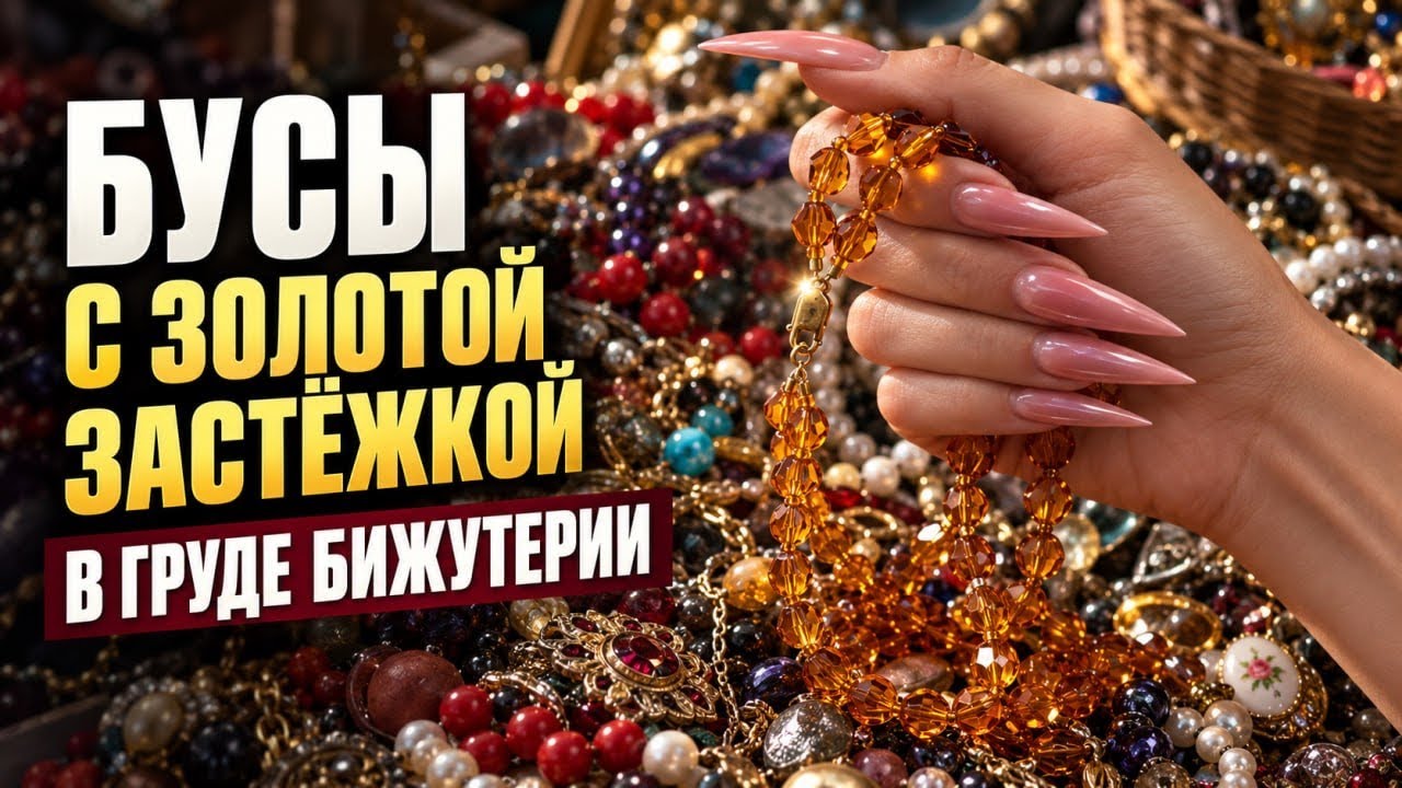Украшения с блошиного рынка: бусы с золотой застёжкой и позолоченные серьги-веера | Vintage Finds