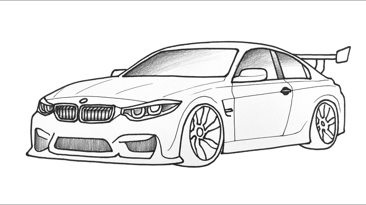 BMW M4 Drawing Tutorial | How to Draw BMW M4 Step by Step Easy Sketch
