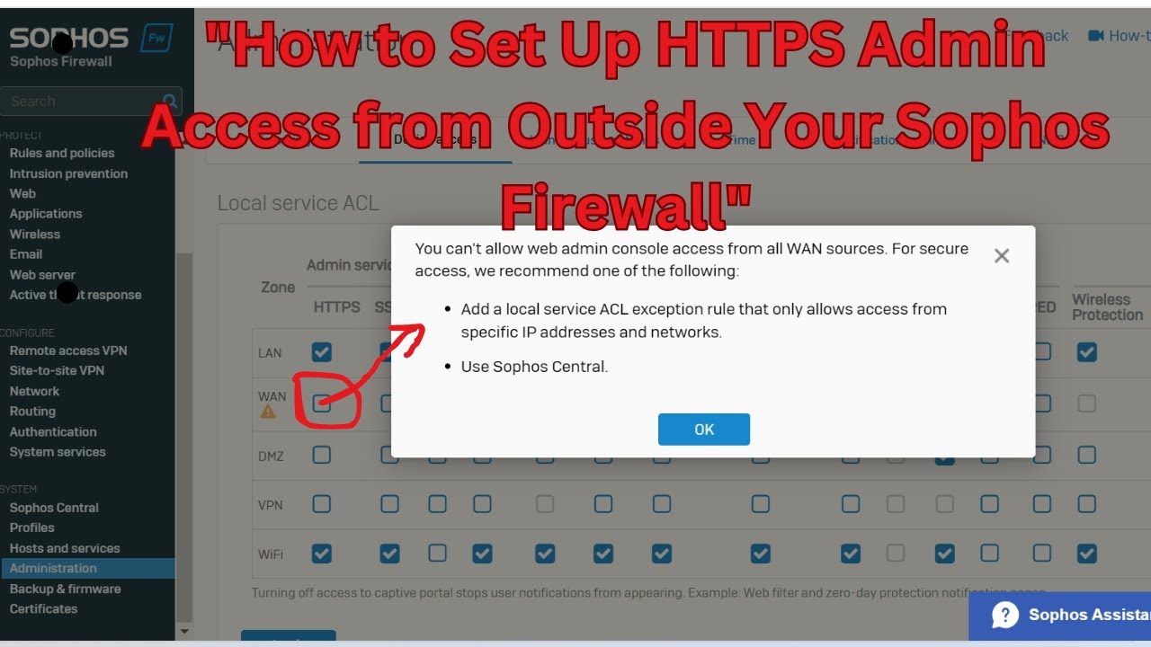 How to Configure Local Service ACL for HTTPS Access on WAN in Sophos Firewall