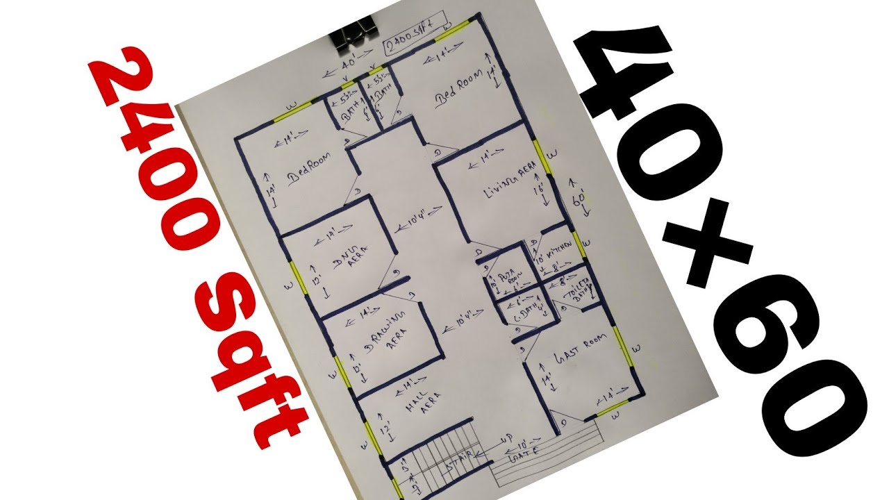 40*60 House plan|| 40×60 Ghar ka naksha||2400 Sqft house plan ||2 Bhk Ghar design |2 Bed Room house