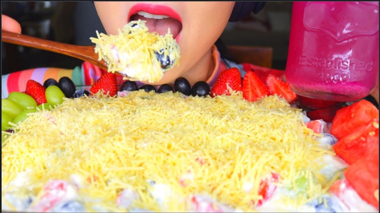 ASMR CREAMIEST CHEESIEST FRUIT SALAD | SALAD BUAH KRIM KEJU INDONESIA 咀嚼音 먹방