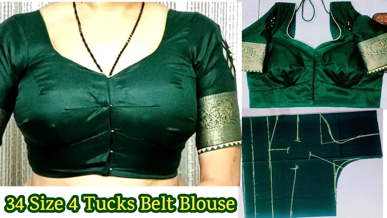 4 TUCKS BELT BLOUSE | blouse cutting and stitching  Pinky Boutique blouse design