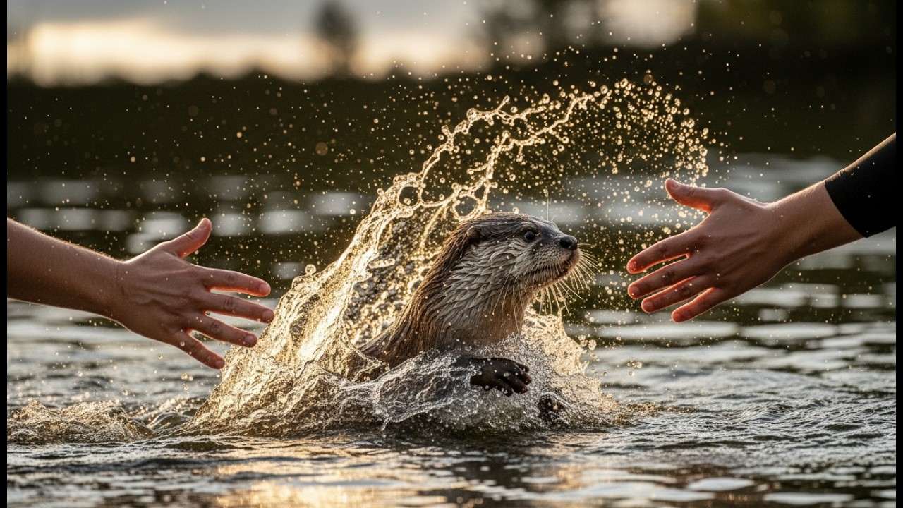 Otter Trapped in Powerful River Current | Intense Wildlife Rescue Caught on Camera