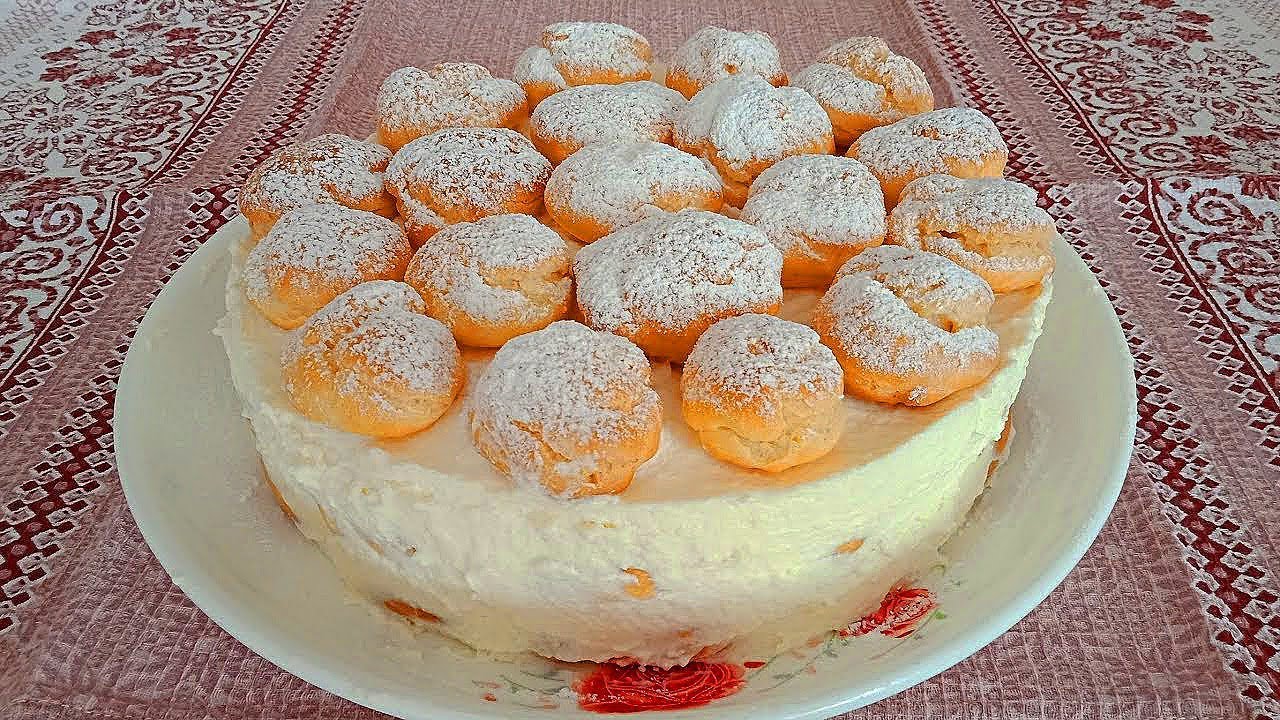 НЕЖНЕЙШИЙ ТОРТ ИЗ ПРОФИТРОЛЕЙ С СЛИВОЧНЫМ КРЕМОМ..