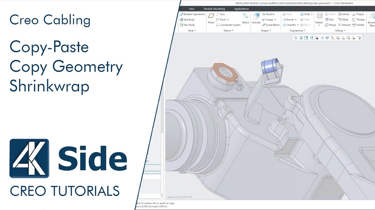 Creo Cabling: data preparation - Copy Paste | Copy Geometry | ShrinkWrap