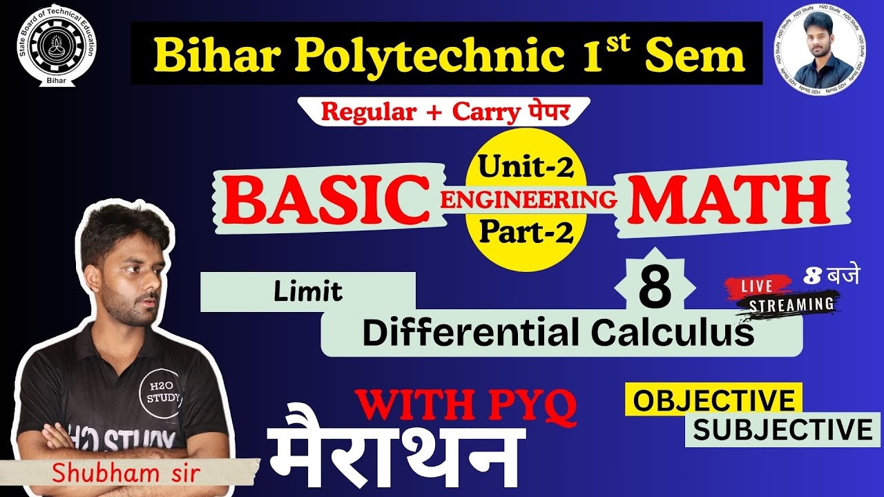 bihar polytechnic 1st sem basic engineering math|unit-2 Limit |sbte bihar|H2O STUDY|