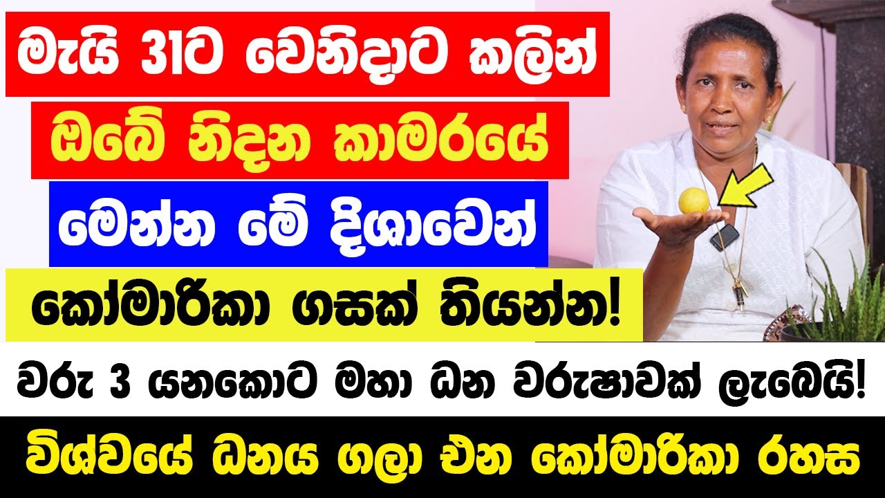 ඔබේ නිදන කාමරයේ මෙන්න මේ දිශාවෙන් අද රෑ කෝමාරිකා ගසක් තියන්න! | වරු 3 යනකොට අග හික කම් ඔක්කොම ඉවරයි!
