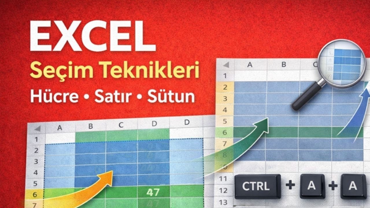 Excel&rsquo;de Se&ccedil;im Teknikleri | H&uuml;cre, Satır, S&uuml;tun ve T&uuml;m Tablo Se&ccedil;me