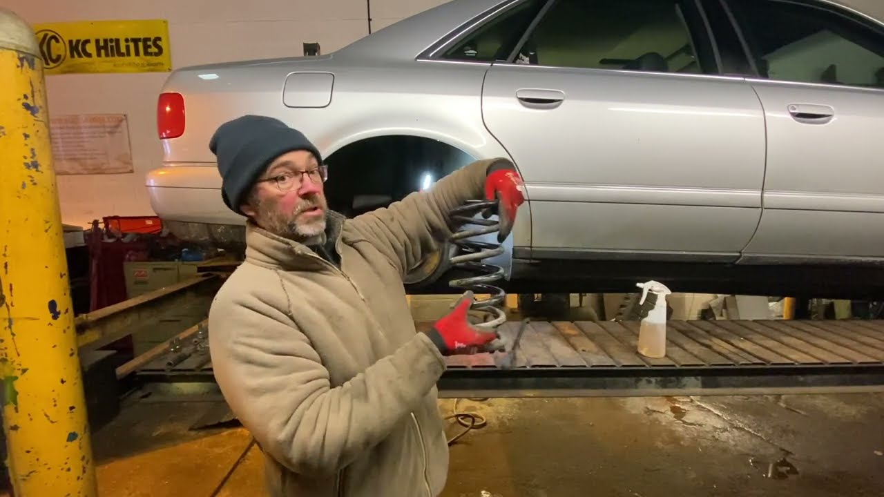 Audi A8 D2 Rear Coil Spring Replacement. Including the words 'sketchy' and 'it's a pain'!!