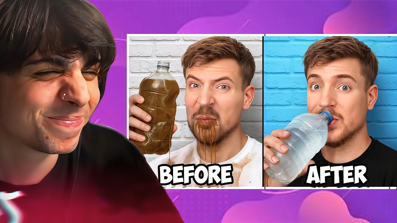 MANUUXO REAGISCE a 2MLN di PERSONE che BEVONO ACQUA per la PRIMA VOLTA di MrBeast!!