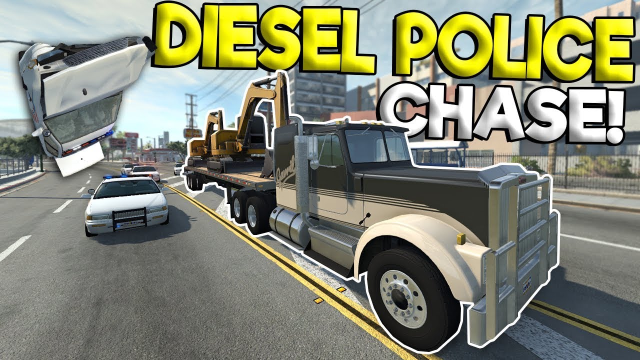 DIESEL TRUCK CITY POLICE CHASES & CRASHES! - BeamNG Gameplay & Crashes - Cop Escape
