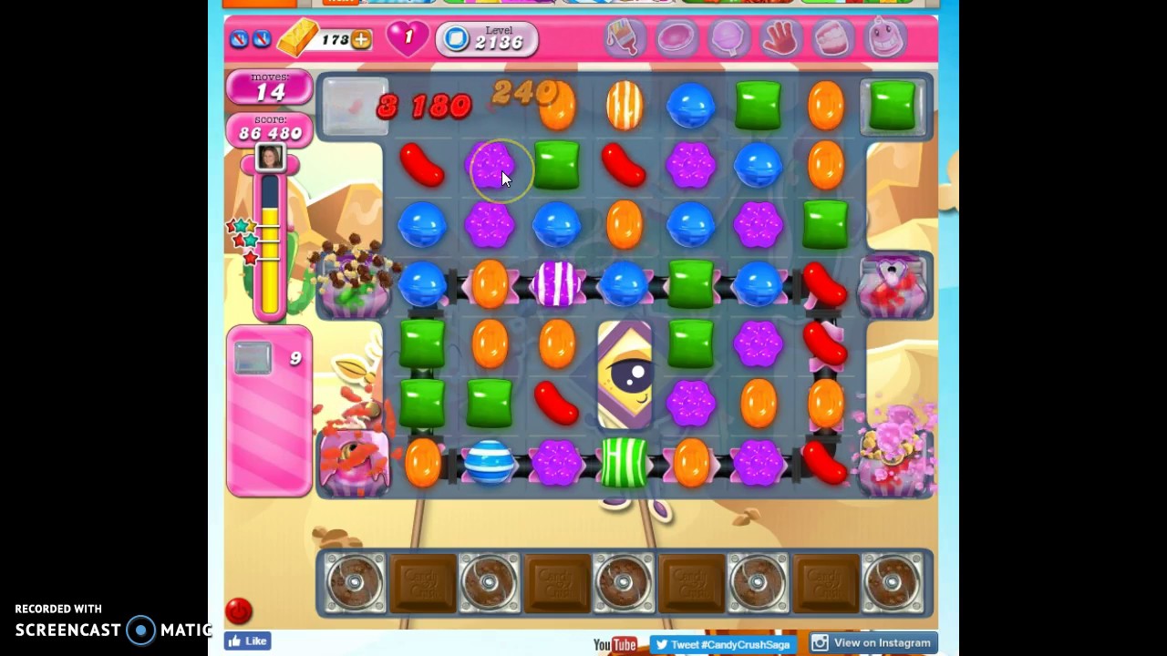 Candy Crush Level 2136 help w/audio tips, hints, tricks
