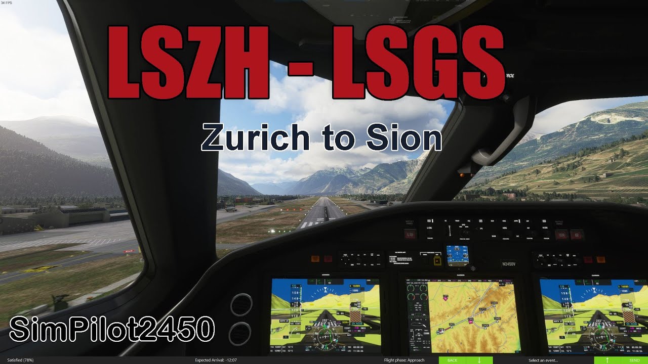 MSFS 2020 Zurich (LSZH) to Sion (LSGS) Longitude