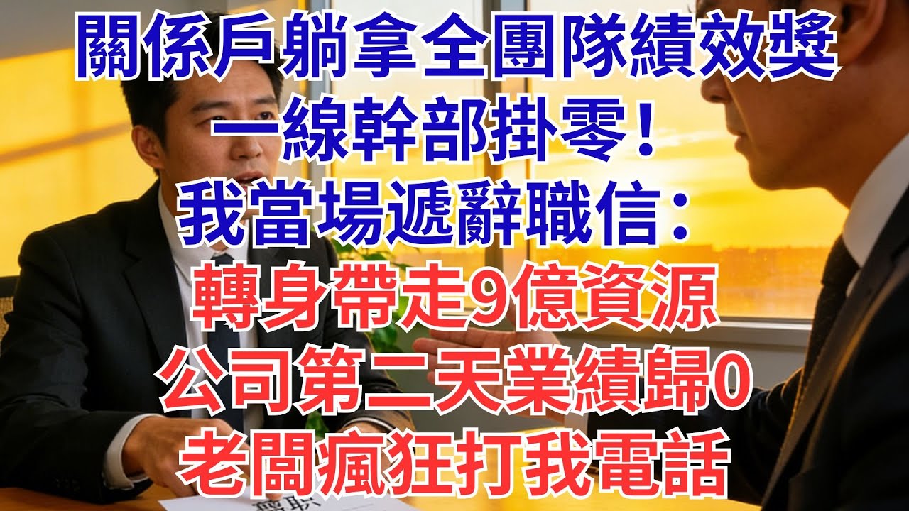 關係户躺拿全團隊績效獎，一線幹部掛零！我當場遞辭職信：「客户池是我建的」——轉身帶走9億資源，公司第二天業績歸零，老闆瘋狂打我電話#為人處世#生活經驗#職場#爽文