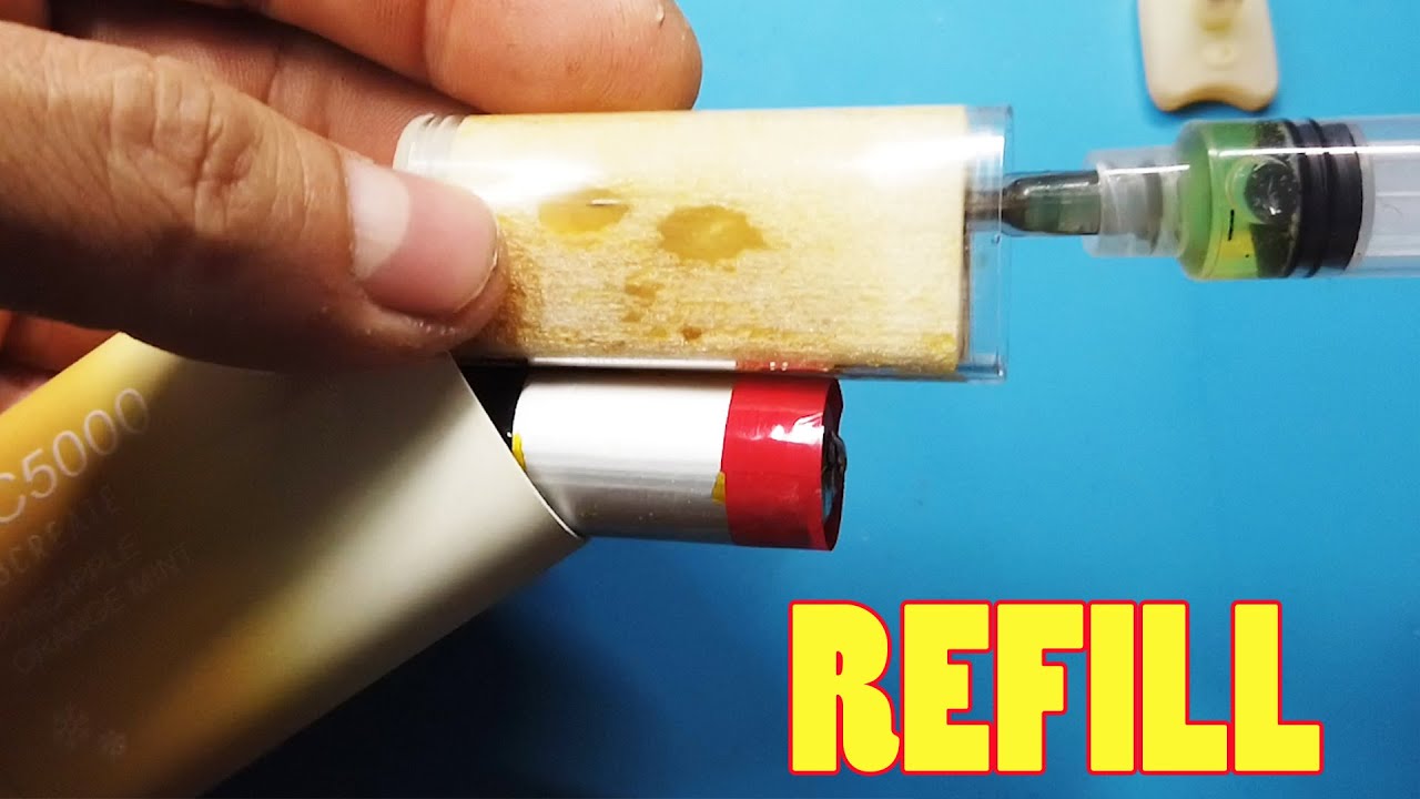 How to Refill VAPE ElfBar BC5000 pineapple orange mint Rechargeable disposable cigarete Multiple Use