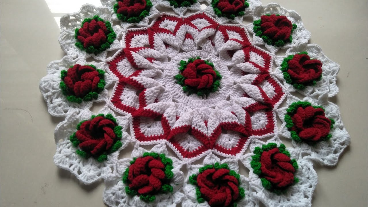 Woolen flower rumal big size/Thalpos part -2  लोकरीचा रुमाल ( भाग-२)
