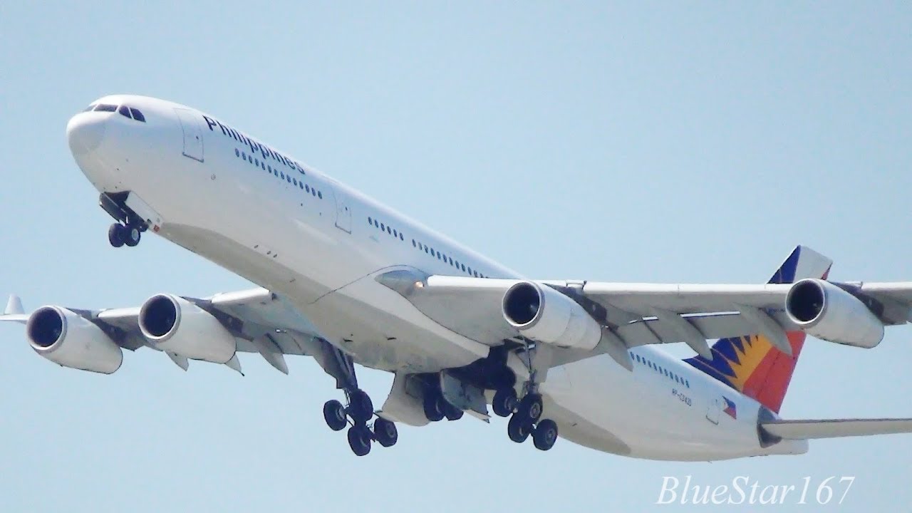 Philippine Airlines Airbus A340-300 (RP-C3435) takeoff from KIX/RJBB (Osaka - Kansai) RWY 06R