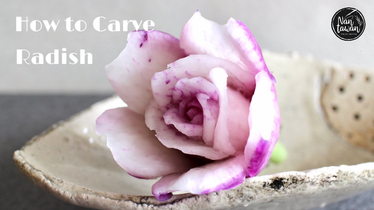 Radish Carving &Vegetable Carving &ベジタブルカービング&แกะสลักดอกกุหลาบม้วน