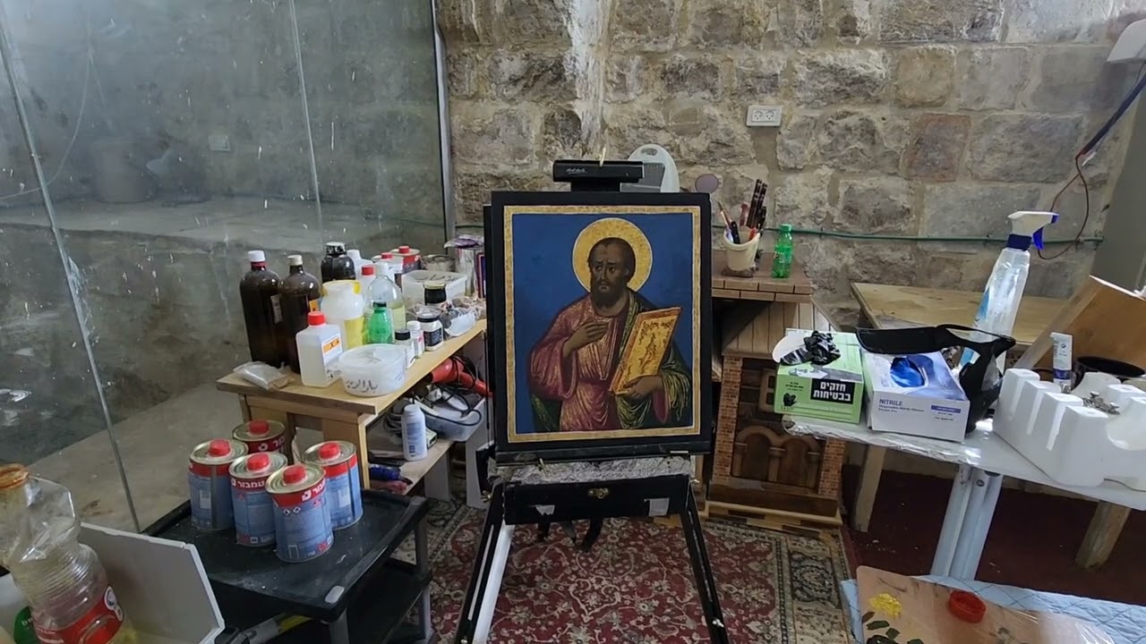 Rare video: Conservation and restoration of the Coptic church art in Jerusalem by Father Theophilus.