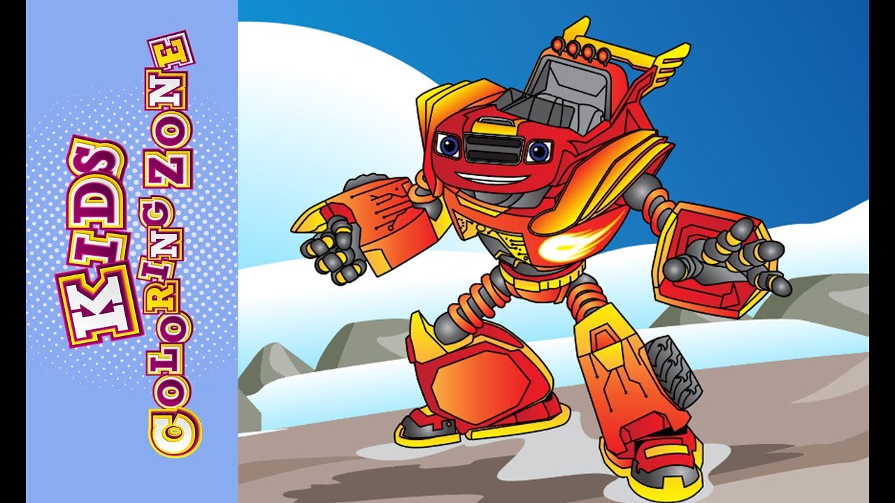 Blaze and The Monster Machines | Blaze Robot Power | Coloring for Kids
