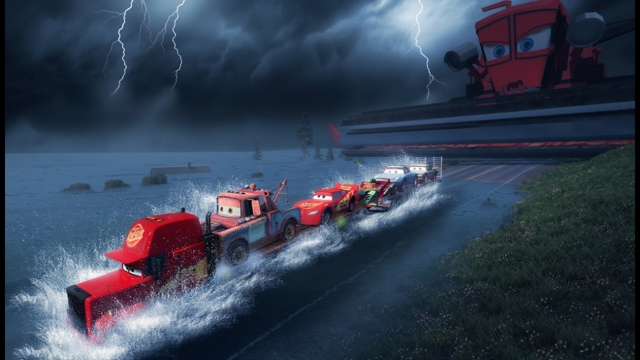 Flatbed Trailer McQueen Transportation with Truck - Speedbumps vs Cars vs Train - BeamNG.Drive #008