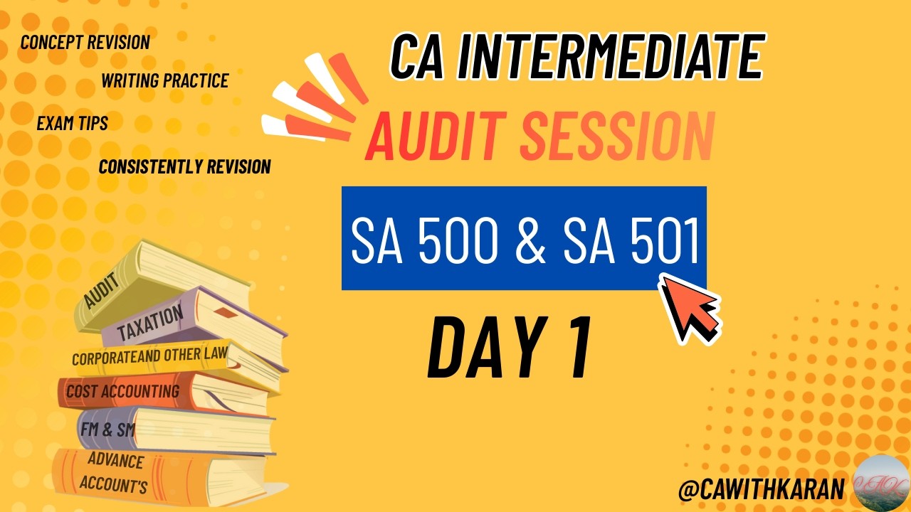 CA INTER | Audit l DAY 1 | Audit Evidence | SA 500 & SA 501 | Concept + Questions | CAK |